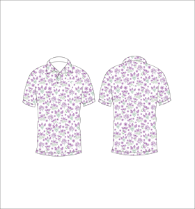 Polo de Hombre con Estampado Micro Floral Blanco y Morado, Sublimación Personalizada, Manga Corta, Verano, Casual, Transpirable, Ligero, para Golf - Product Image 3