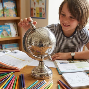 Globo Terráqueo de Escritorio Ejecutivo de Lujo |   Mapa del mundo detallado con soporte de aluminio |   Globo Terráqueo Educativo para Escritorio de Oficina y Decoración del Hogar - Product Image 4