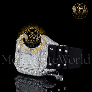 Montre mécanique de luxe ETA en acier inoxydable, cadran rond analogique, lunette saphir, bracelet en caoutchouc noir 20 mm, boîtier orné de pierres précieuses, pour homme - Product Image 2