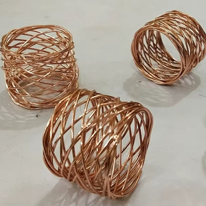 Anillo para Servilletas de Aluminio Trenzado Hecho a Mano, Acabado Negro, Ecológico, Duradero, Decoración Rústica para Fiestas en Interiores/Exteriores - Product Image 1