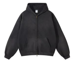 Sweat-shirt à capuche zippé surdimensionné en molleton 100 % coton pour adultes et garçons, style hip-hop, fabrication directe usine, OEM ODM, collection hiver - Product Image 1