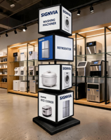 Espositore Luminoso a Cubo Rotante a 4 Lati, Lightbox LED Personalizzato per Menu di Negozi di Elettronica, Ristoranti, Poster Pubblicitari