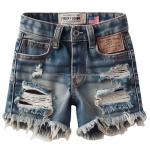 กางเกงยีนส์ขาสั้นแฟชั่นสำหรับเด็กผู้ชายกางเกงขาสั้นผ้ายีนส์ซักขาดเป็นฝอยมีสไตล์ที่เป็นเอกลักษณ์สำหรับฤดูร้อน - Product Image 4