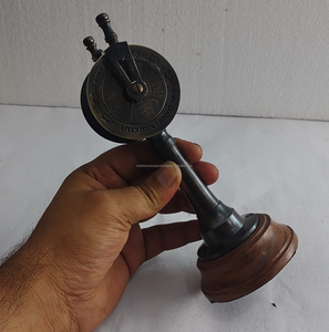 เครื่องส่งสัญญาณโทรเลขโบราณทองเหลืองรูปเรือ ของตกแต่งโต๊ะทำงานสไตล์ทะเล พร้อมฐานไม้ ของสะสม ของขวัญ - Product Image 3