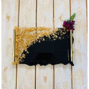 Handmade Epoxy Resin Decorative <b>Tray</b> With Gold Foil Luxury Geode Vanity Platter For <b>Perfume</b> Jewelry Display And Wholesale Home - Product Image 3
