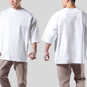 T-shirts vierges en coton pour hommes, coupe oversize à épaules tombantes, style mode, haute qualité - Product Image 6