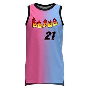Custom Men Basketball Jersey Sleeveless Tank Top Sublimation Printed Team Uniform Light Blue Pink Gradient - Product Image 1