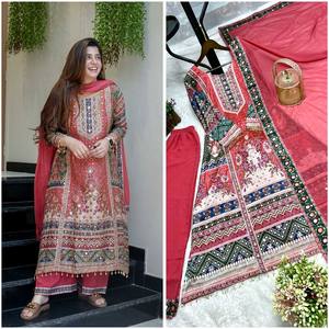 Ensemble indien pakistanais pour femmes, haut et bas brodés et dupatta, tenue salwar kameez, robe de soirée - Product Image 3