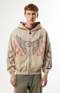 Sweat-shirt à capuche imprimé vintage pour homme, coupe oversize, en tissu écologique imperméable polyester/coton, épaules tombantes - Product Image 1
