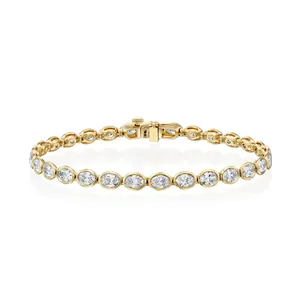 18K Yellow Gold Emerald Cut Lab Grown Diamond Tennis Bracelet Bezel <b>Set</b> Classic Emerald East West Fine Jewelry Elegant Bezel <b>Set</b> - Product Image 2
