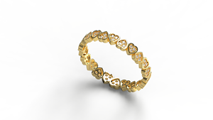 Anillo de Eternidad de Oro Romántico de 18K con Diamantes en Forma de Corazón y Corte Redondo, Anillo de Boda para Mujer, Anillo Apilable de Promesa, Joyería Nupcial - Product Image 2