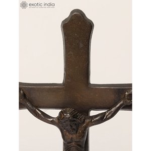 Crucifijo de 9 pulgadas, estatua de latón de cruz cristiana con Jesucristo para el hogar y regalos, artículo hecho en La India - Product Image 2