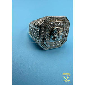 Anillo Geométrico de Plata de Ley 925 con Diamante Moissanita y Piedra Central Brillante, Joyería Hip Hop para Minoristas - Product Image 5