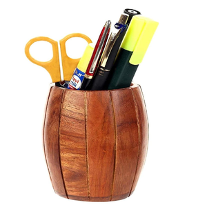 Support à crayons/feutres en bois au design élégant pour bureau et table d'étude, artisanat naturel - Product Image 5