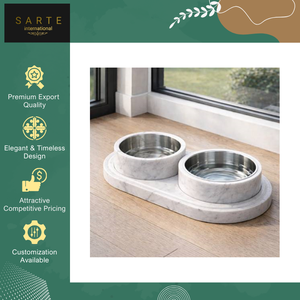 Comederos de Piedra Natural de Travertino Tallado de Lujo, Ecológicos, Duraderos y de Primera Calidad para Perros y Gatos, Opciones Personalizables, Diseño Moderno - Product Image 2