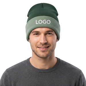 Bonnet tricoté unisexe à blocs de couleur personnalisés, double couche, épais et chaud, bicolore, pour l'hiver et les températures froides - Product Image 5