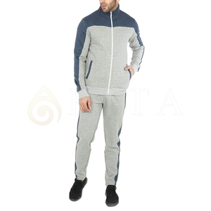 VICS SPORTS Unisex Gray Blue Color Block 2 1 <b>Polyester</b> <b>Tracksuit</b> Full Zip Hoodie Sweatshirt Side Pockets Casual Sport Wear - Product Image 3