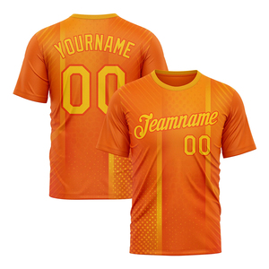 เสื้อยืดแขนสั้นสีส้มสำหรับผู้ชาย ทรงสปอร์ต มีลวดลาย แห้งเร็ว คอโอ ทรงปกติ ผ้าโพลีเอสเตอร์เจอร์ซีย์ พิมพ์ชื่อทีม 00 - Product Image 2