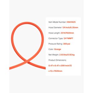 Tubo Ibrido Leggero da 1/4'' x 25ft con Resistenza alle Piegature, Raccordi Maschio in Ottone Massiccio da 1/4 di Pollice, Componenti Pneumatici - Product Image 5