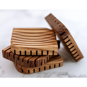 Reusable Wood Soap Holder Drain Design Bathroom <b>Accessory</b> Round Shape Natural Soap Wood Soap Dish - Product Image 4