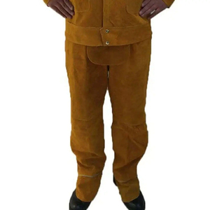 SW GROUP Brown Cowhide <b>Split</b> Leather ANSI/EN ISO CLASS 2 Waterproof Welding Safety Clothing Suit Working Jacket Coat <b>Trousers</b> - Product Image 4