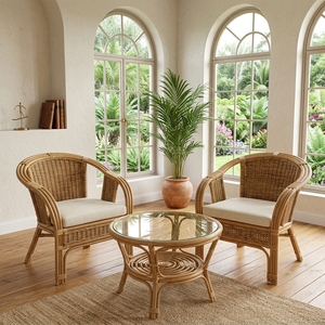Nouvel ensemble de chaises en rotin à bras courbes, style moderne et minimaliste, en bois écologique, pour jardin, terrasse, salon, meubles de jardin, table basse - Product Image 3