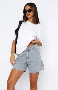 Bulk <b>Women</b> <b>Jean</b> Shorts Vintage Inspired Denim Shorts Washed Blue <b>Jean</b> Shorts Custom Logo Low MOQ - Product Image 3