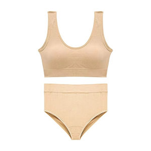 Ensemble Tankini côtelé pour femme, col halter, taille haute, effet ventre plat, maillot de bain 2 pièces, couleur unie, tricoté en Spandex et Coton - Product Image 4