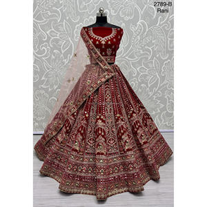 Collections de velours de vêtements de mariée indiens pour la mariée avec le travail de Zarkhan par Fabzone - Product Image 4