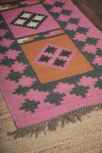 Handcrafted Hand Tufted Handloomed Geometric Wool Kilim <b>Runner</b> Non-Slip Latex Backing Eco Friendly Living Room Krafterscustom - Product Image 3