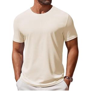 T-shirt pour homme en jersey 100% coton, col rond, manches courtes, respirant, séchage rapide, fitness, musculation, col rond, RTS - Product Image 4