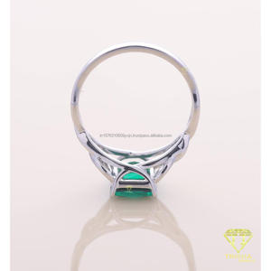 Emerald Cut Green Moissanite Diamond <b>Celtic</b> Knot Engagement <b>Ring</b> White Gold Vintage Wedding <b>Ring</b> for Women - Product Image 6