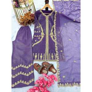 Conjunto de Top y Dupatta de Chifón de Diseñador, Estilo Elegante para Fiesta, Pantalones Plazzo - Product Image 4