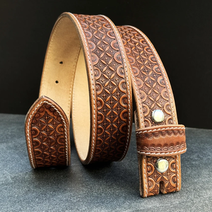 Custom Logo Hand-Tooled Leather Beaded <b>Belts</b> Luxury-Designer Genuine Cowhide Leather Pin-Buckle <b>Belts</b> - Product Image 1