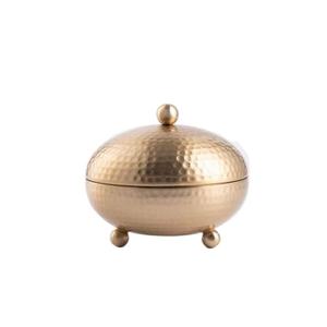 Bol à dattes moderne en métal et bois avec finition martelée dorée, sans plomb et écologique, pour les fêtes, les mariages, les hôtels - Product Image 1