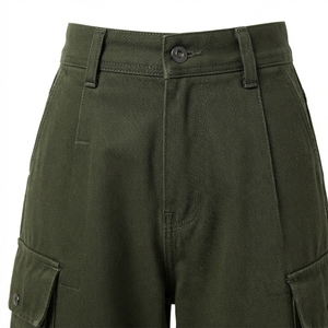 AMIB SPORTS Men's Olive <b>Green</b> <b>Cargo</b> <b>Pants</b> Mid Waist Straight Fit Multiple Pockets 100% Cotton Canvas Casual Lightweight - Product Image 4
