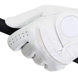 <b>White</b> Full Finger Golf Glove PU Leather Breathable Right Hand Unisex Sports Use <b>Hook</b> and Loop Closure Custom Brand Model NSL-343 - Product Image 6