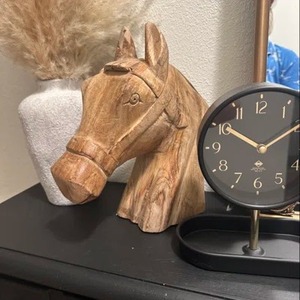 Escultura de Cabeza de Caballo de Madera Hecha a Mano, Figura de Animal Tallada Rústica, Decoración de Mesa para Sala de Estar - Product Image 4