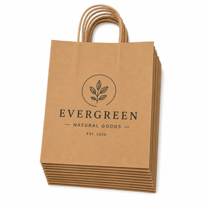 ถุงกระดาษสีน้ำตาลแบบมีหูหิ้วแบน สำหรับร้านเสื้อผ้า บรรจุภัณฑ์ของขวัญ เบเกอรี่ คาเฟ่ เคาน์เตอร์ขายปลีก และงานอีเว้นท์ - Product Image 1