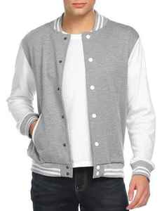 Blousons universitaires personnalisables en coton chenille à col montant pour hommes, streetwear d'hiver en gros, noir et blanc avec emplacement pour logo avant - Product Image 3