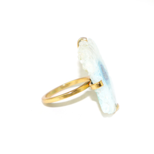 Fashion Jewelry Natural Green Solar <b>Quartz</b> Gemstone Fancy Shape 22K Gold Plated Designer <b>Ring</b> For Women Girls Wholesale Bulk - Product Image 2