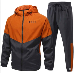 Custom Logo Men Sports Tracksuit Solid <b>Zip</b> <b>Hooded</b> Jacket Breathable Sweat-Wicking Polyester Midweight Woven Tracksuits - Product Image 3