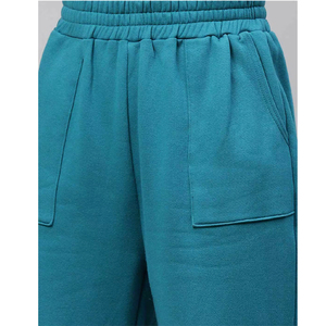 Ensemble de survêtement personnalisé pour femme, vert sarcelle, avec sweat à capuche et pantalon de survêtement à jambes larges, coupe décontractée, deux pièces, style streetwear, fournisseur de marques privées - Product Image 6
