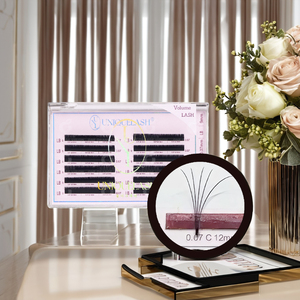 Cils de volume russes conçus coréens 0.07mm J JC C CC LB LC LD noir mat Premium PBT pour la rétention - Product Image 1