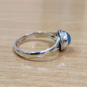 Elegante Anillo de Calcedonia Aqua, Plata de Ley 925, Cabujón Redondo, Joyería Fina para Uso Diario, Ideal para Regalos - Product Image 3
