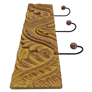 Smart Art Wood Carving Yellow Washed Decor 3 <b>Hooks</b> <b>Wall</b> <b>Key</b> <b>Hooks</b> Wooden <b>Wall</b> Mount <b>Key</b> Hanger <b>Wall</b> Personalized Engineered Wood - Product Image 5