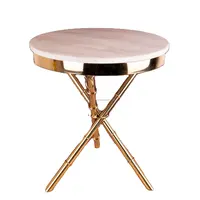 धातु कॉफी टेबल दौर आकार संगमरमर शीर्ष सोने और सफेद रंग आधुनिक डिजाइन के लिए घर में इस्तेमाल के गर्म बेच टेबल द्वारा मार्वल निर्यात
