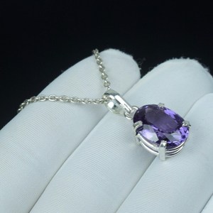 Pendentif ovale en Alexandrite, argent sterling 925 plaqué or, certifié IGI, collier vintage à changement de couleur, style bohème, cadeau pour elle - Product Image 2