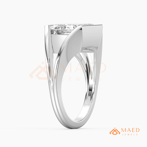 Moissanite <b>Emerald</b> Shape <b>Ring</b> for Women <b>Silver</b> Tone Engagement Wedding Anniversary Jewelry Elegant Daily Wear - Product Image 6
