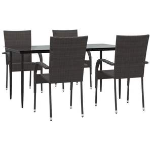 5 pezzi marrone Poly Rattan Patio Set da pranzo eleganti mobili da esterno - Product Image 3